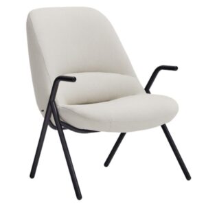 Teulat Nízké bílé křeslo Dins s kovovou podnoží