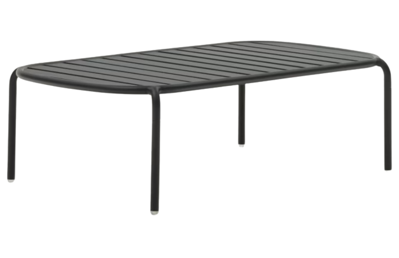 Kave Home Tmavě šedý kovový zahradní stolek Joncols 113 x 65 cm