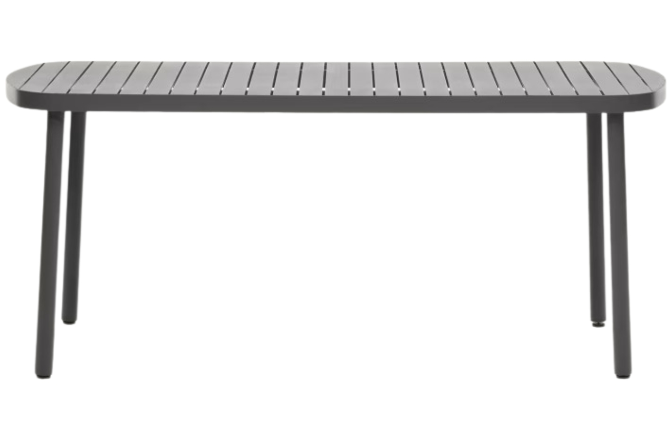 Kave Home Tmavě šedý kovový zahradní jídelní stůl Joncols 180 x 90 cm