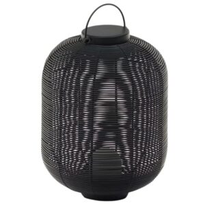 Kave Home Černá zahradní LED lampa z umělého ratanu Saranella 37 cm