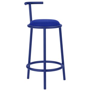 noo.ma Modrá čalouněná barová židle Hogo 68 cm s opěradlem