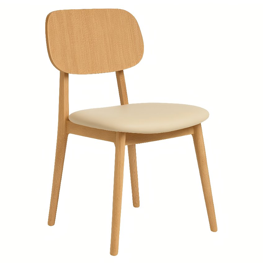 FormWood Béžová koženková jídelní židle Rabbit