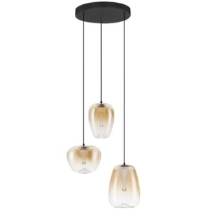 Nova Luce Jantarově hnědé skleněné závěsné světlo Oblo 41 cm