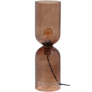 WOOOD Hnědá skleněná stolní lampa Gigi