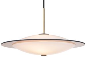 Halo Design Opálově bílé skleněné závěsné světlo Orbit 40 cm s mosazným zavěšením