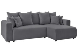 Bobochic Paris Tmavě šedá bouclé rohová rozkládací pohovka Envy 282 cm