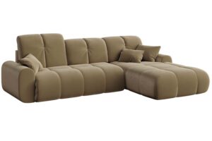 Devichy Hnědá sametová rohová pohovka Tous 290 cm