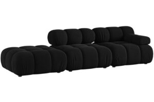 Micadoni Černá sametová čtyřmístná pohovka Bellis 282 cm