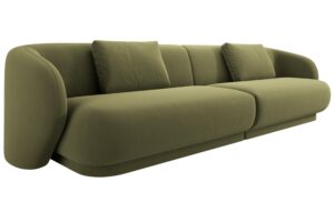 Cosmopolitan Design Zelená sametová čtyřmístná pohovka Camden 304 cm