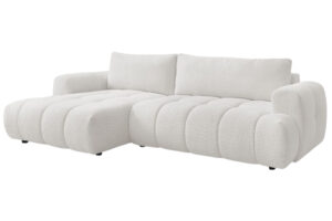 Bobochic Paris Bílá bouclé rozkládací pohovka Fuji 292 cm