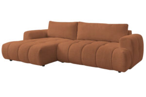 Bobochic Paris Terakotově oranžová bouclé rozkládací pohovka Fuji 292 cm