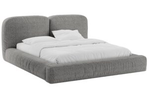 Micadoni Šedá bouclé dvoulůžková postel Martina 180 x 200 cm s úložným prostorem