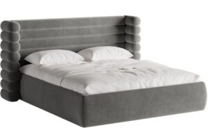 Micadoni Šedá sametová dvoulůžková postel Mount 180 x 200 cm