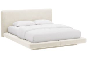 Micadoni Béžová sametová dvoulůžková postel Linea 180 x 200 cm