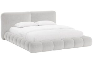 Micadoni Světle šedá žinylková dvoulůžková postel Solange 180 x 200 cm