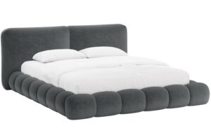 Micadoni Tmavě šedá žinylková dvoulůžková postel Solange 180 x 200 cm