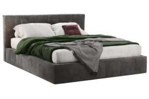 Woodsoft Tmavě šedá čalouněná dvoulůžková postel Bergamo 200 x 200 cm
