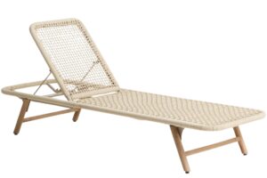 Kave Home Krémové zahradní lehátko Dandara s dřevěnou podnoží