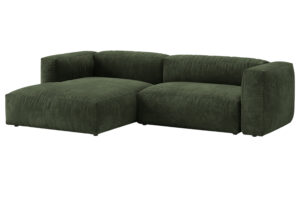 Micadoni Zelená sametová rohová rozkládací pohovka Martina 280 cm