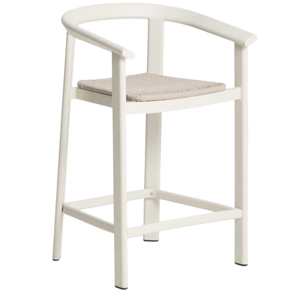 Kave Home Krémová zahradní barová židle s výpletem Erice 65 cm