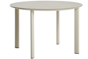 Kave Home Krémový zahradní stůl Erice Ø 120 cm se skleněnou deskou
