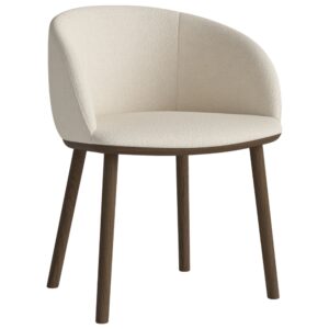 Bolia Krémově bílá bouclé jídelní židle Join s tmavou dubovou podnoží