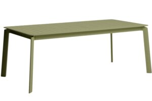 Kave Home Zelený hliníkový rozkládací zahradní stůl Brela 205/287 x 100 cm