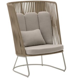 Kave Home Béžové kovové vysoké zahradní křeslo Saconca