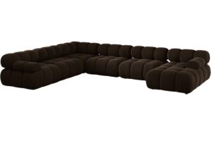 Micadoni Hnědá sametová rohová pohovka Bellis 376 cm