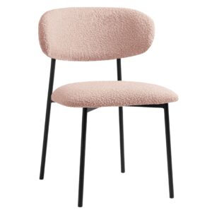 Micadoni Světle růžová bouclé jídelní židle Nina