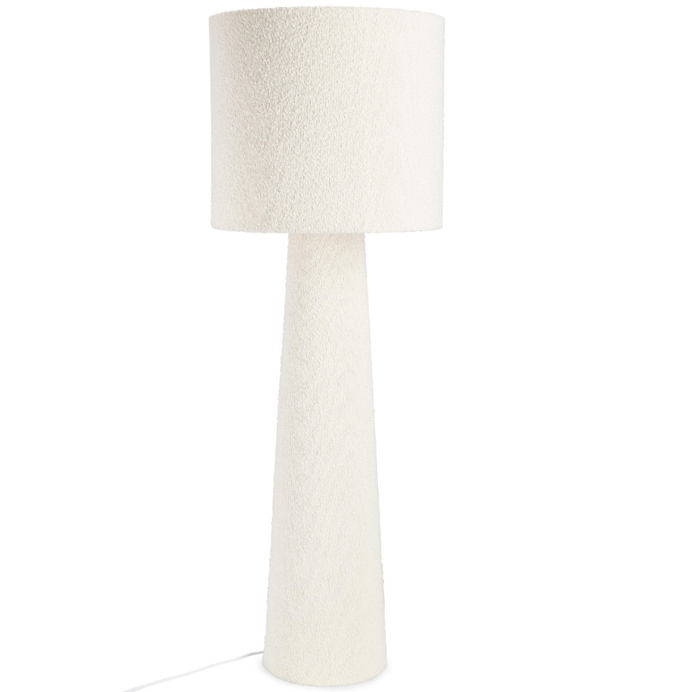 Bizzotto Bílá bouclé stojací lampa Radha 130 cm