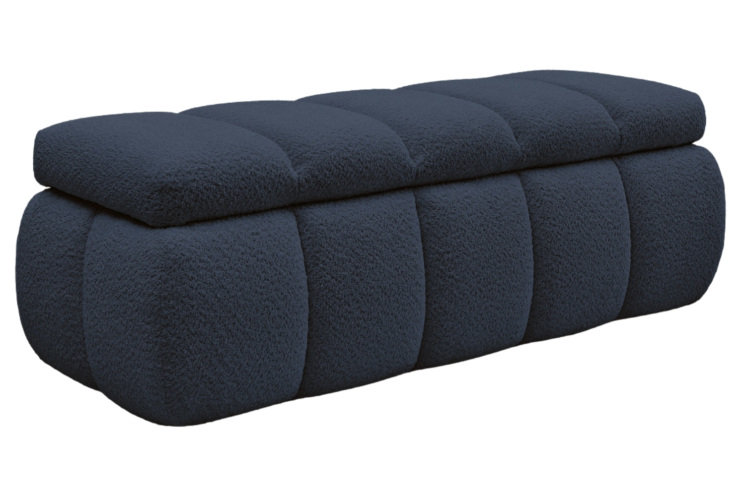 Bobochic Paris Tmavě modrá bouclé lavice Denali 144 cm s úložným prostorem