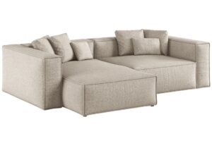 Cosmopolitan Design Béžová žinylková rohová pohovka Aveiro 254 cm