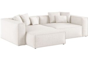 Cosmopolitan Design Bílá žinylková rohová pohovka Aveiro 254 cm