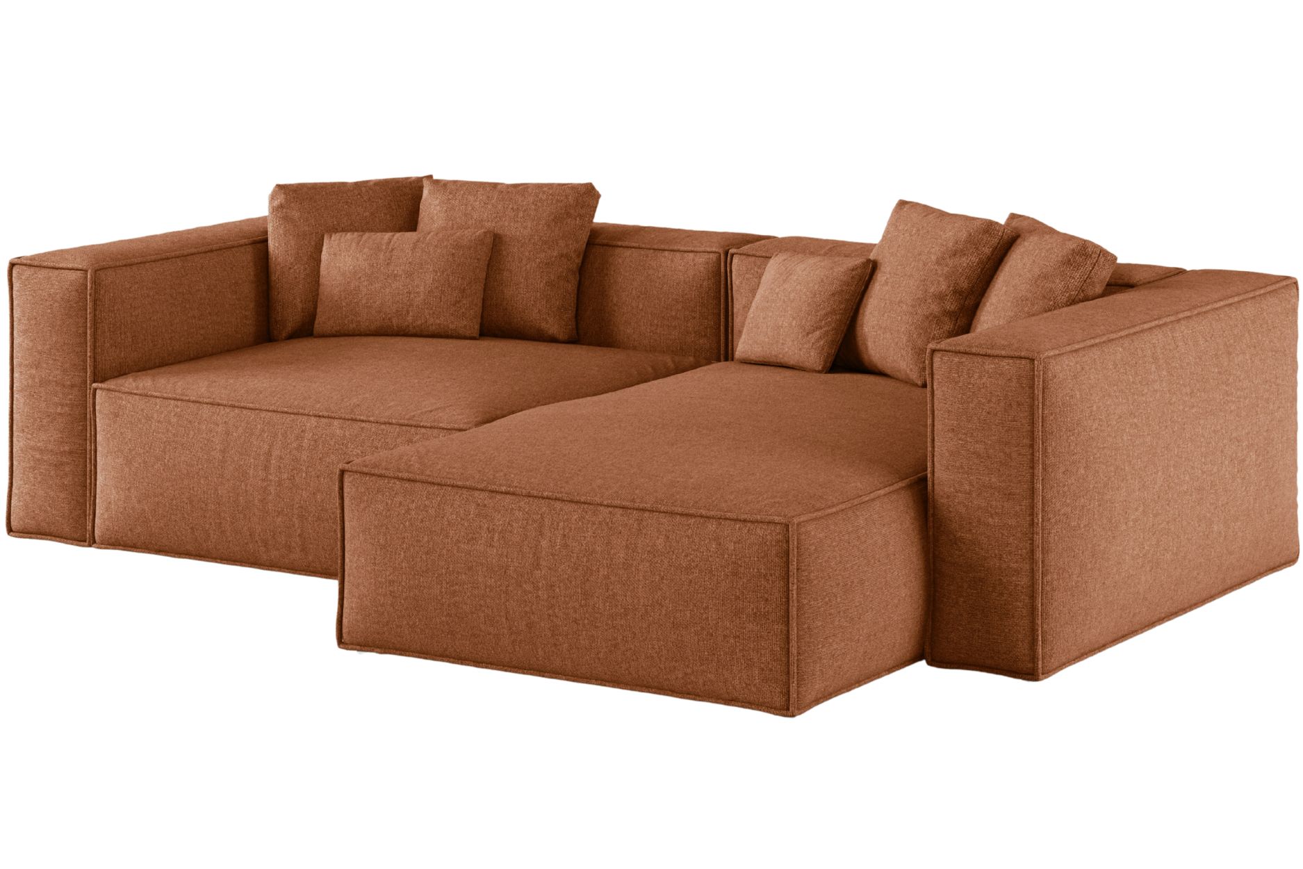 Cosmopolitan Design Terakotově oranžová žinylková rohová pohovka Aveiro 254 cm