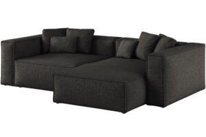Cosmopolitan Design Černá žinylková rohová pohovka Aveiro 254 cm