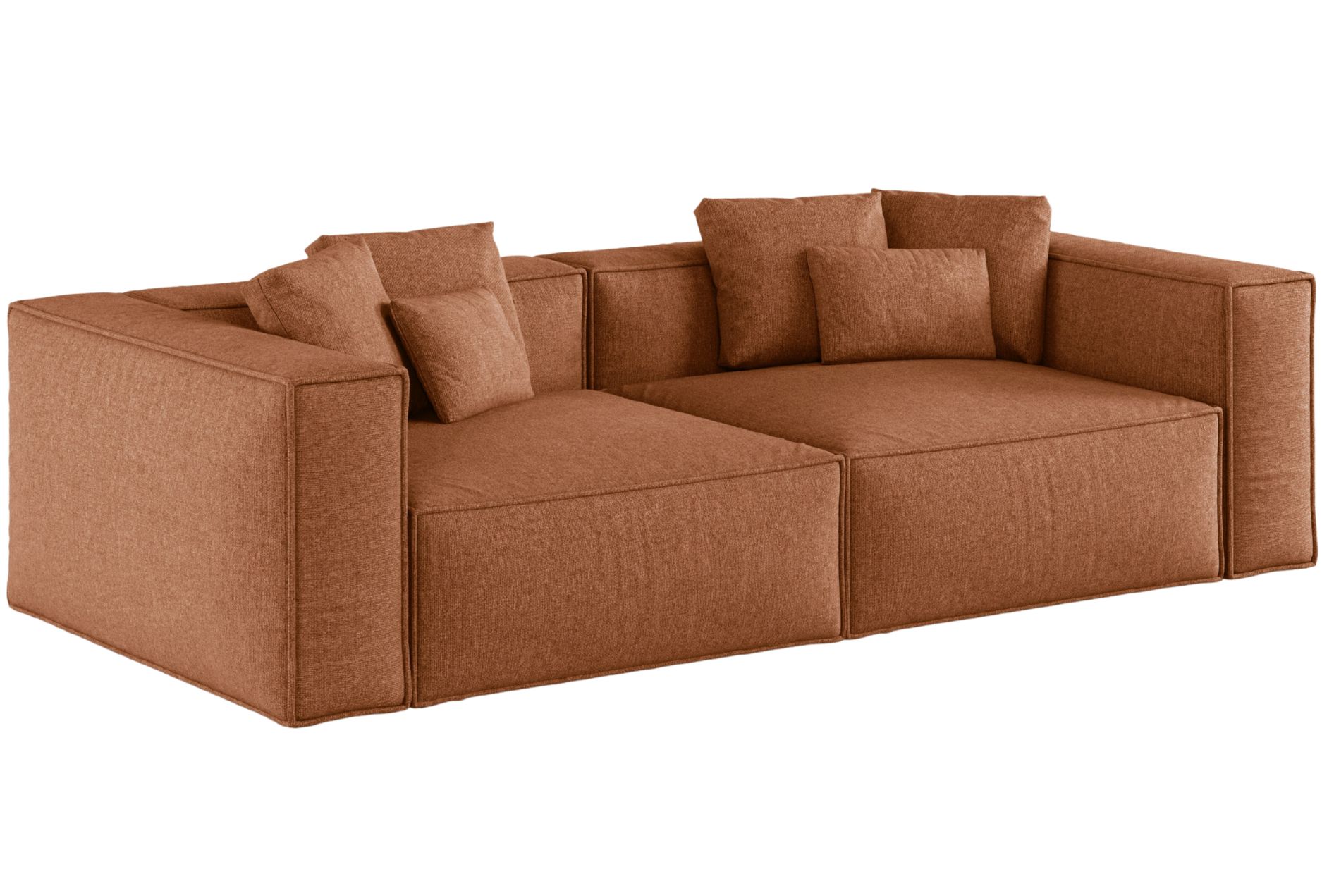Cosmopolitan Design Terakotově oranžová žinylková čtyřmístná pohovka Aveiro 236 cm